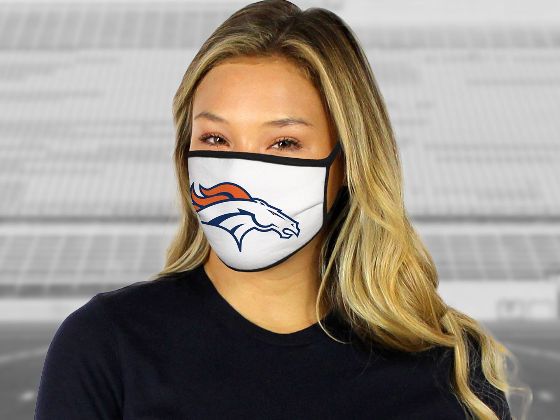 COVID-19 Broncos fan wearing facemask spotlight